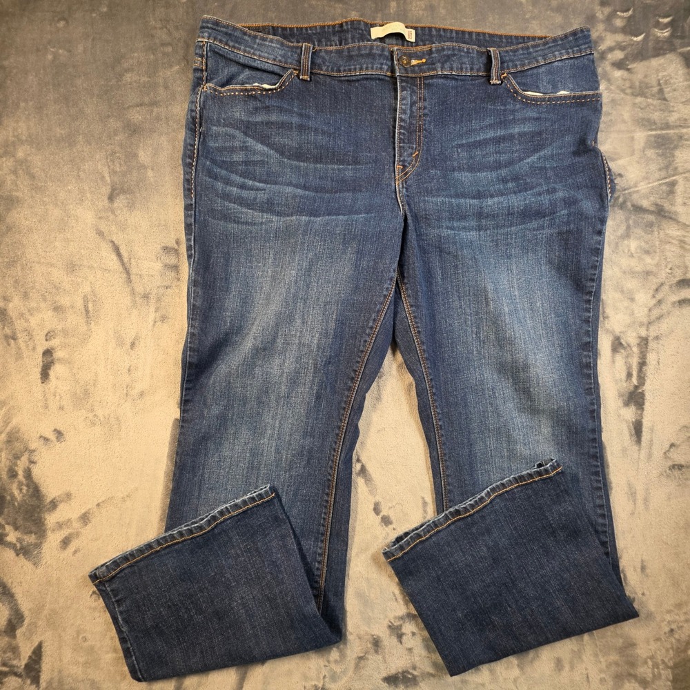 Levis 590 Womens Boot Cut Jeans Dark Wash Blue Denim Stretch Size 22W 22W x 31